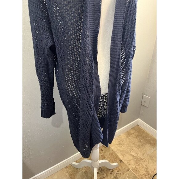 Daisy Fuentes Open Knit Long Cardigan  Size XL Blue Flowy Beachy - Picture 4 of 12